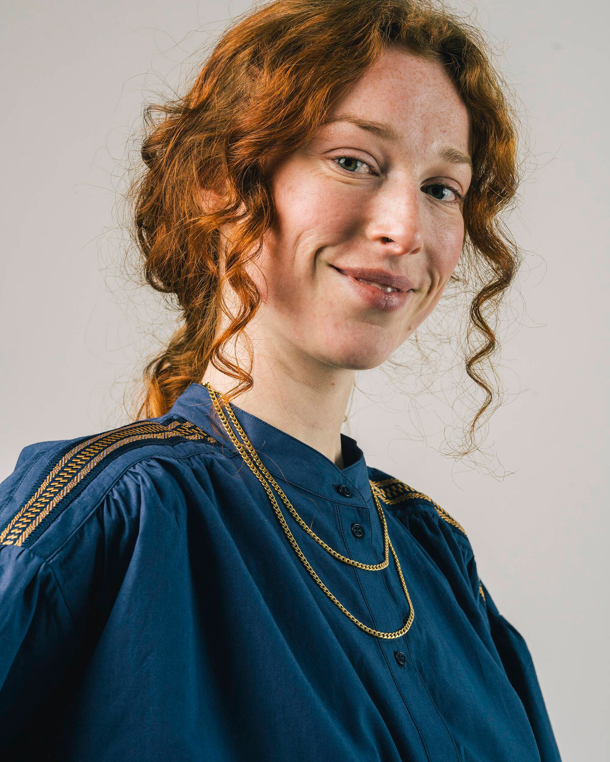 Ribbon Boho Blouse Navy