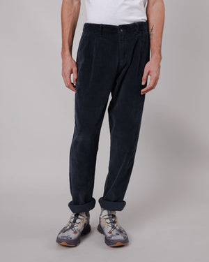 Corduroy Pleated Pants Navy