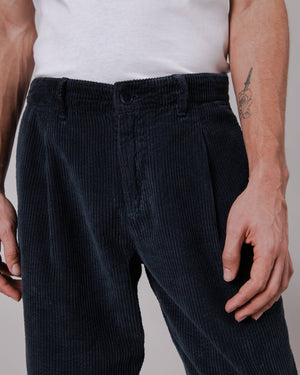 Corduroy Pleated Pants Navy