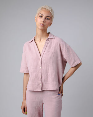 Bubble Oversize Cropped Blouse Rose